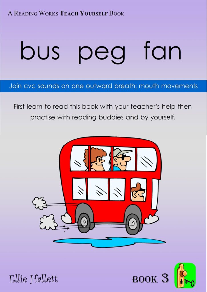 CVC words 'bus peg fan'
